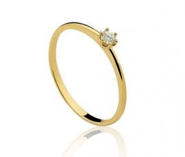 Anel Solitário ouro amarelo 18K 01 Diamante de 5pts
