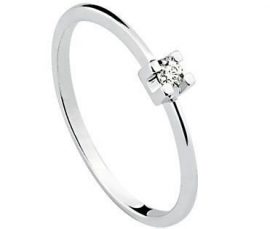 Anel Solitário ouro branco ou amarelo 18K 1 Diamante de 5pts