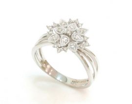 Anel ouro branco ou amarelo 18K com 21 Diamantes com 16pts