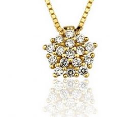 Colar em ouro amarelo 18K-750 com 16 Diamantes com 13pts - Cod.06-1096-2-013