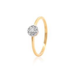 Anel ouro 18k com detalhe ouro branco e diamantes