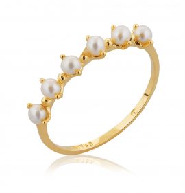 Anel ouro 18k com pérolas