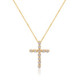 Colar cruz ouro 18k com diamantes