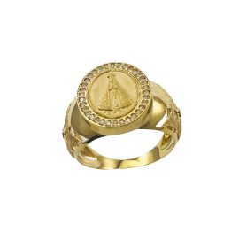 Anel N.Sra. Aparecida ouro 18k com zirconias