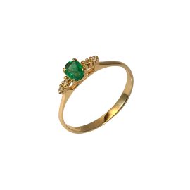 Anel ouro 18k com esmeralda e diamantes