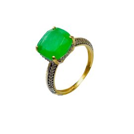 Anel ouro 18k com jade