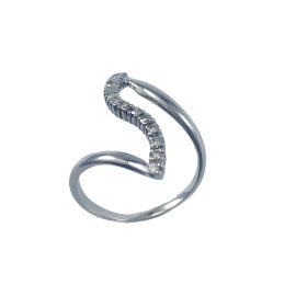 Anel ouro branco 18k com diamantes