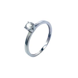 Anel solitario ouro 18k com zirconia