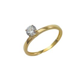 Anel solitario ouro 18k com zirconia