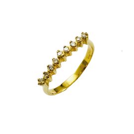 Meia alianca ouro 18k com diamantes
