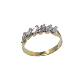 Meia alianca ouro 18k com zirconias