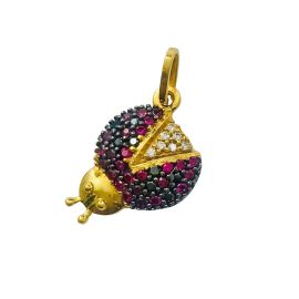 Pendente joaninha ouro 18k com zirconia