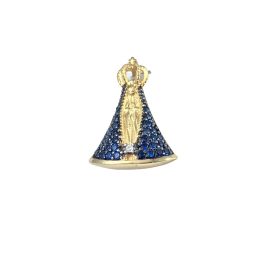 Pendente N.Sra. Aparecida ouro 18k com zirconias