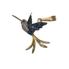 Pendente beija flor ouro 18k com zirconias