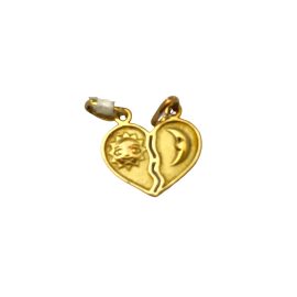 Pendente coração Sol e lua ouro 18k